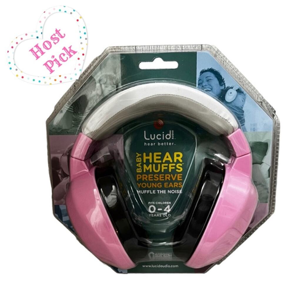 Lucid Audio Pink Baby Hear Muffs Ear Protection Noise Canceling Headphones